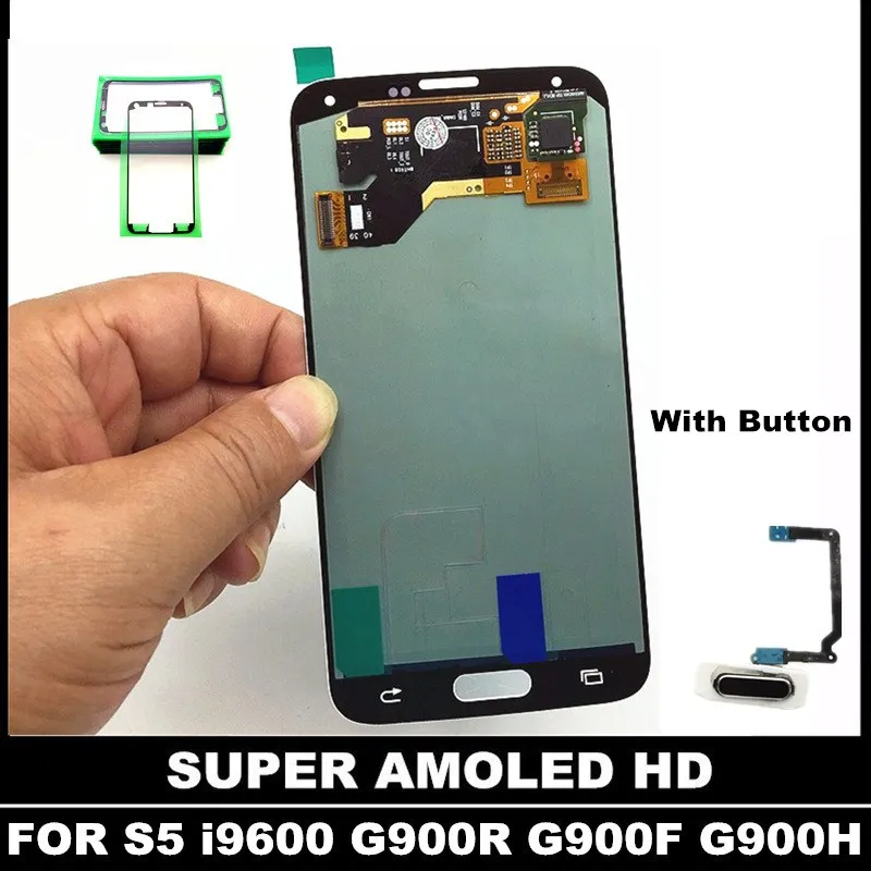 100% AMOLED LCD для Samsung Galaxy S5 i9600 G900 G900F мобильный телефон LCDs дисплей кодирующий