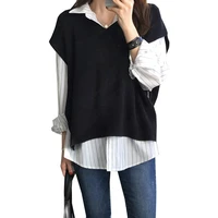 womens wool vest fashionable v neck black sleeveless short side split vest ladies coat