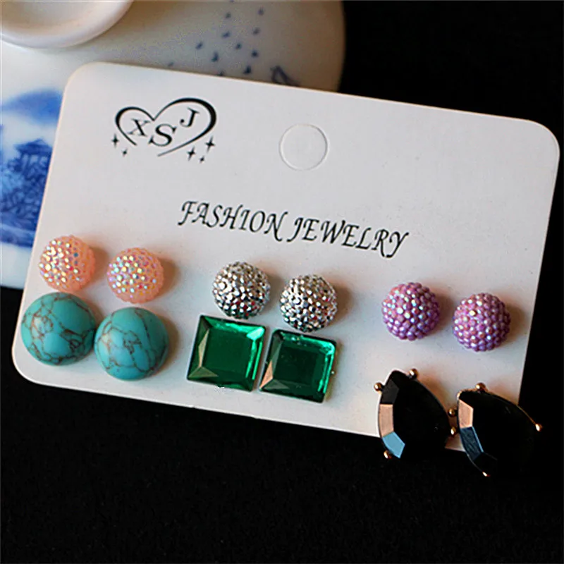 Женские жемчужные серьги гвоздики 6 пар/компл..|Серьги-гвоздики| |