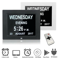 7 8 languages digital day clock led calendar dayweekmonthyear electronic alarm clock for impaired vision people home decor