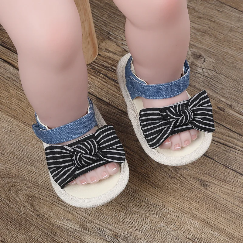 

Cotton Sole Bow Infant Girls Sandals Soft Leather Newborn Baby Summer Slipper Shoes Anti-slip Toddlers First Walkers