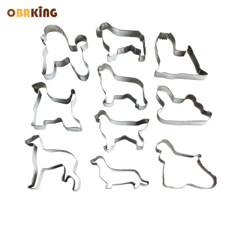 

OBRKING 10Pcs/set Stainless Steel Cookie Cutter Dog Pattern Biscuit Mold DIY Mousse Cake Decorating Mould Kitchen Baking Tools