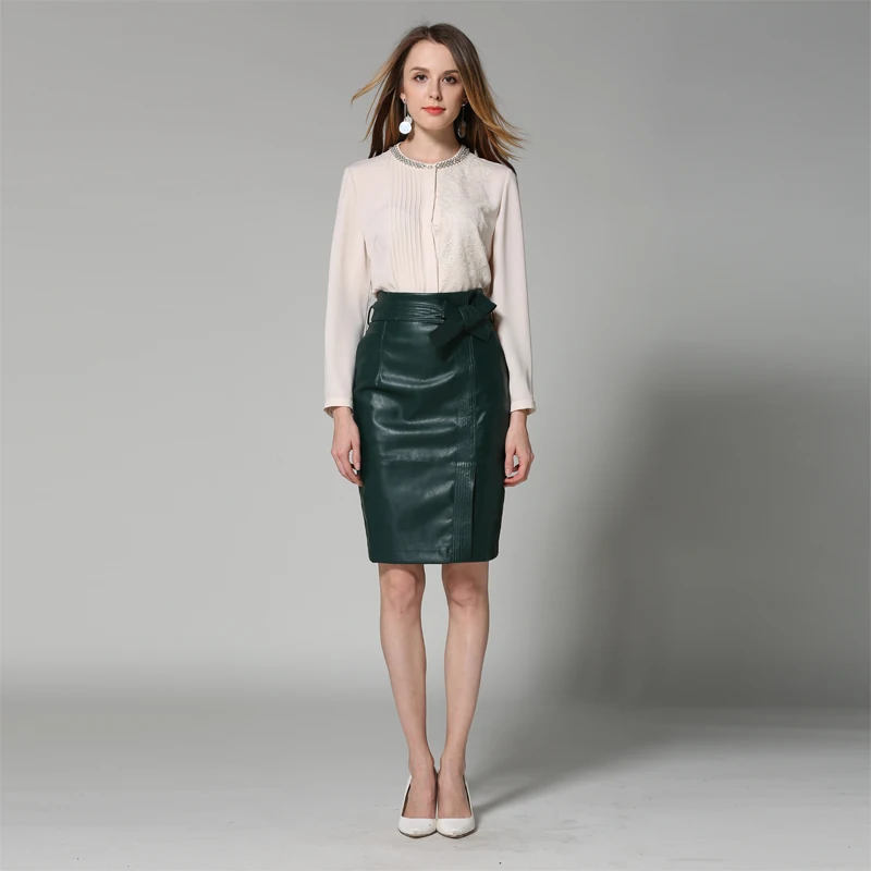 Женская юбка-карандаш из искусственной кожи с высокой талией | одежда