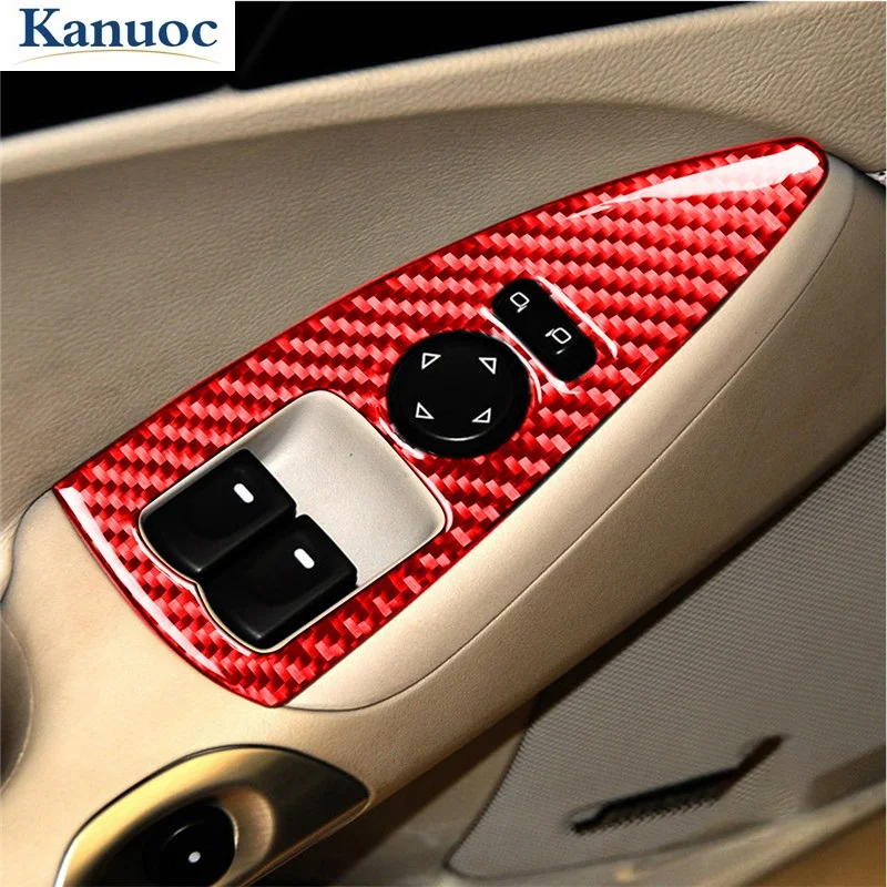 

Car Window Control Button Panel Trim Decal Carbon Fiber Sticker Styling Accessories For Chevrolet Corvette C6 2005-2007