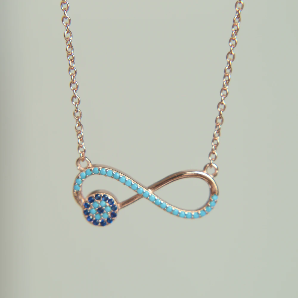 Женское серебряное колье цепочка из стерлингового серебра 925 пробы с голубым