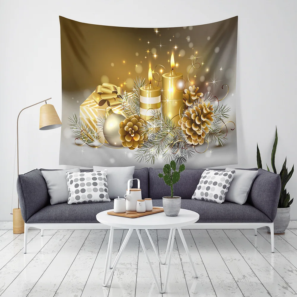 Yaapeet 1pc Christmas Wall Tapestry Polyester Christmas Tree Printed Wall Hanging for Festival Deer Printed Hanging Tapestry