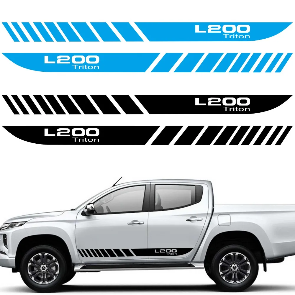 

2Pcs Car Long Side Stripes Stickers For Mitsubishi L200 Triton Auto Sports DIY Vinyl Film Styling Decals Car Tuning Accessories