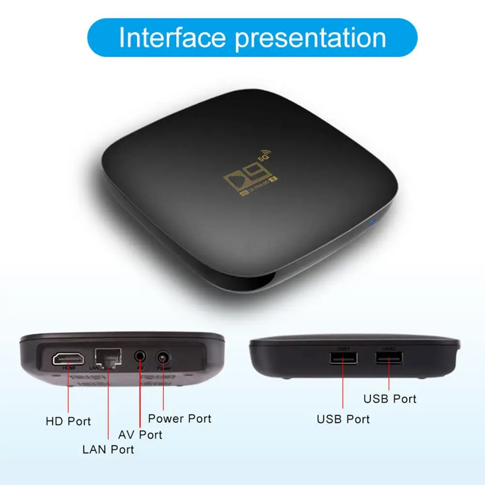 Android 10.0 TV Box 2+16G TV BOX WiF Voice Assistant 3D 4K 1080P Video TV Receiver Wifi D9 5G/2.4G Bluetooth TV Box Set-Top Box
