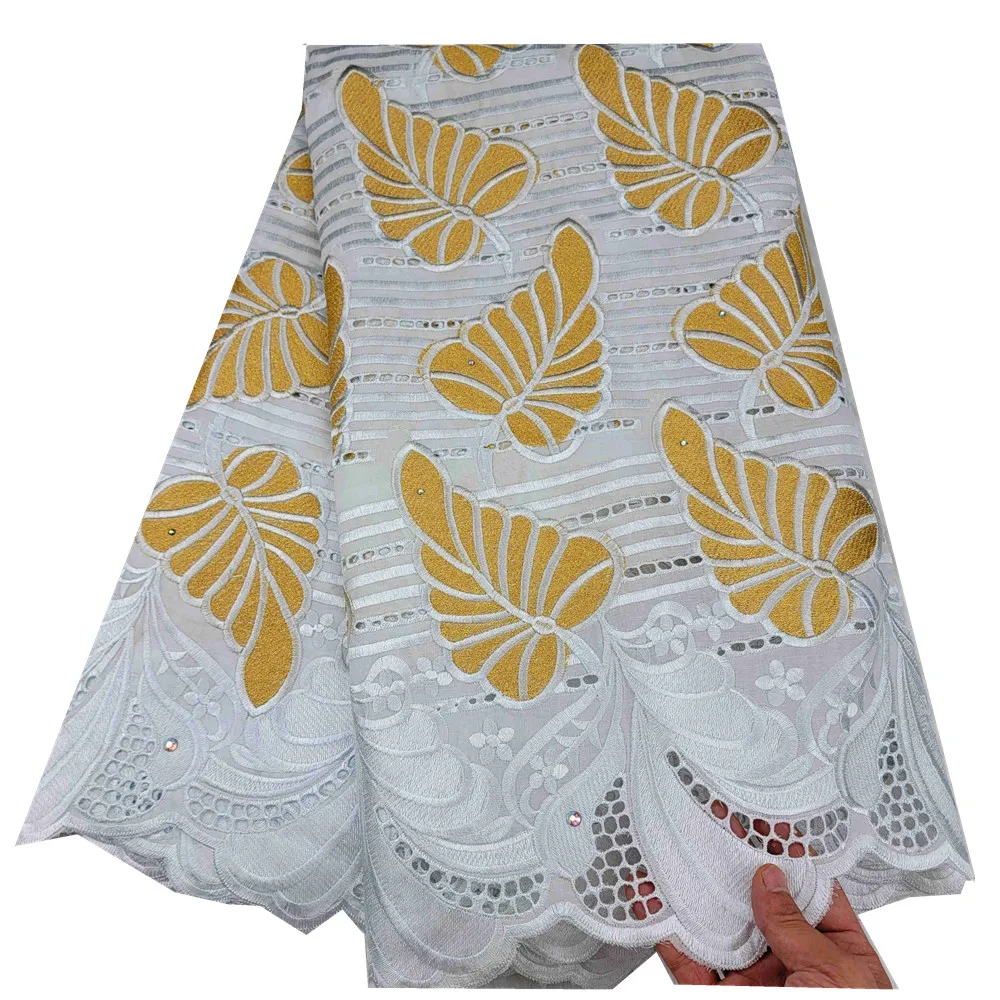 

Знаком 2021 высокое качество тканевый с Африканским принтом Свадебный шнурок с камнями 5 ярдов 100% хлопковое кружево «швейцарская вуаль» для в...