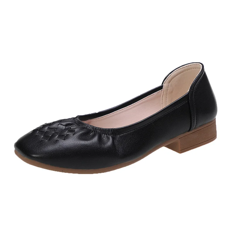 

BRCCHENXI 2021 Shoes Women's Autumn New Square Toe Shallow Mouth Soft Sole Grandma Shoes Fashion Lazy Flat Casual Shoes