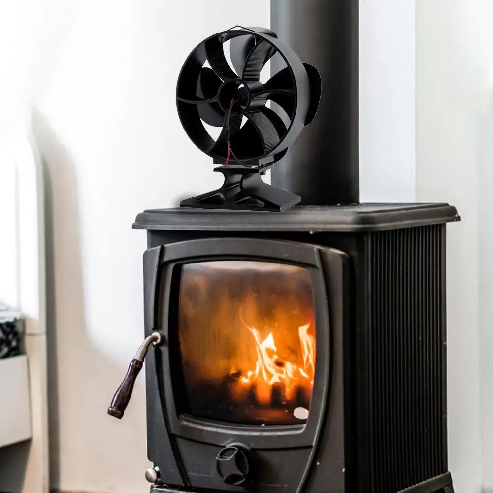 4 лезвия Вентилятор для печи работающий от тепловой энергии древесных бревен