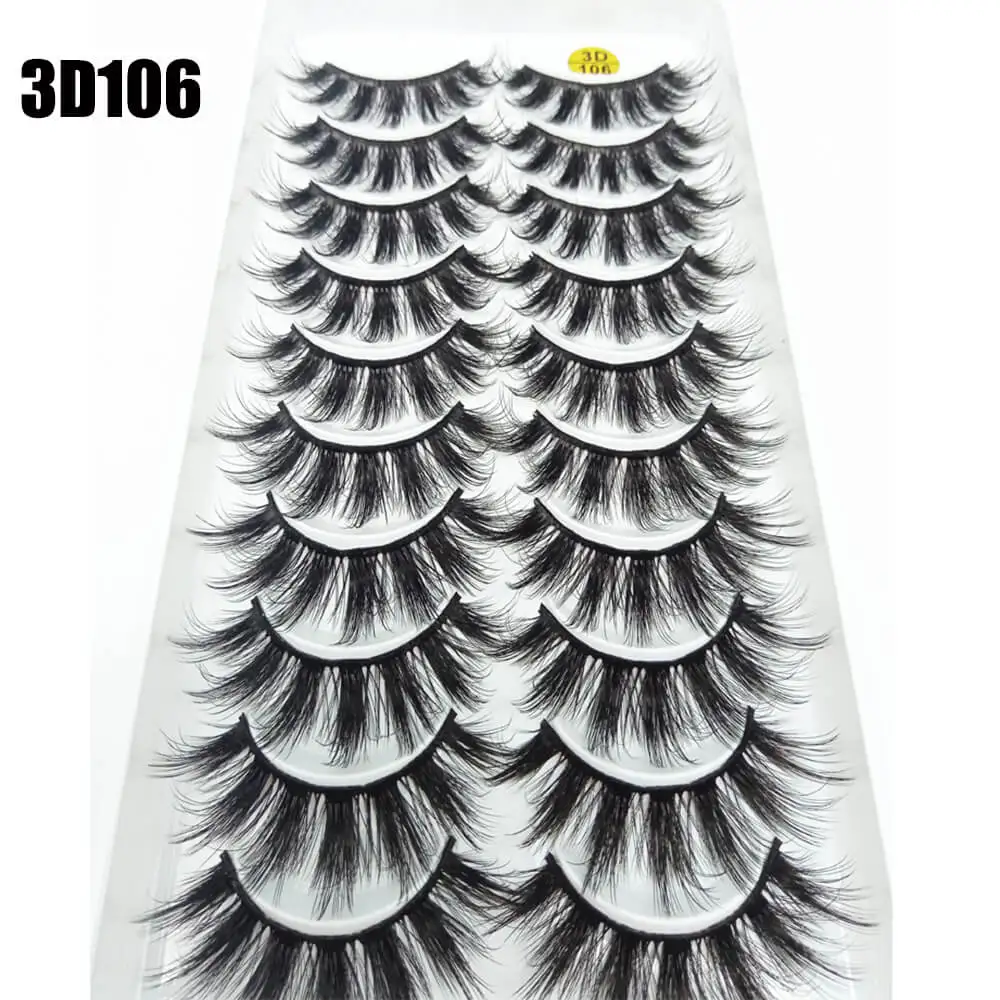 3D106 1/10 пар 3D Искусственные норковые ресницы толстые пушистые натуральные длинные накладные ресницы драматические накладные ресницы для макияжа - Цвет: 3D106