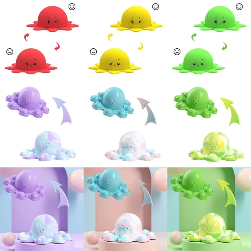 

Octopus Fidget Toys Keychain Squeeze Stress Relief Squishy Push Bubble Pops Sensory Toy For Autism Special Children Antistress