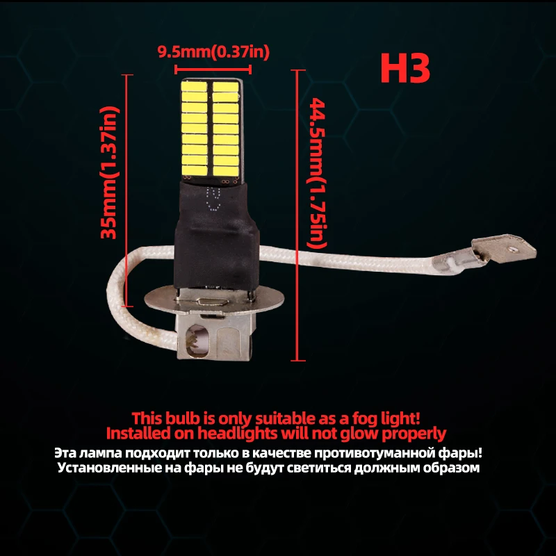 2 шт. H1 H3 canbus светодиодные лампочки 4014 36SMD 6000K белые Автомобильные противотуманные фары, вождения, бега, светодиодные лампы 12V 24V H1 H3 светодиодные лампы для замены