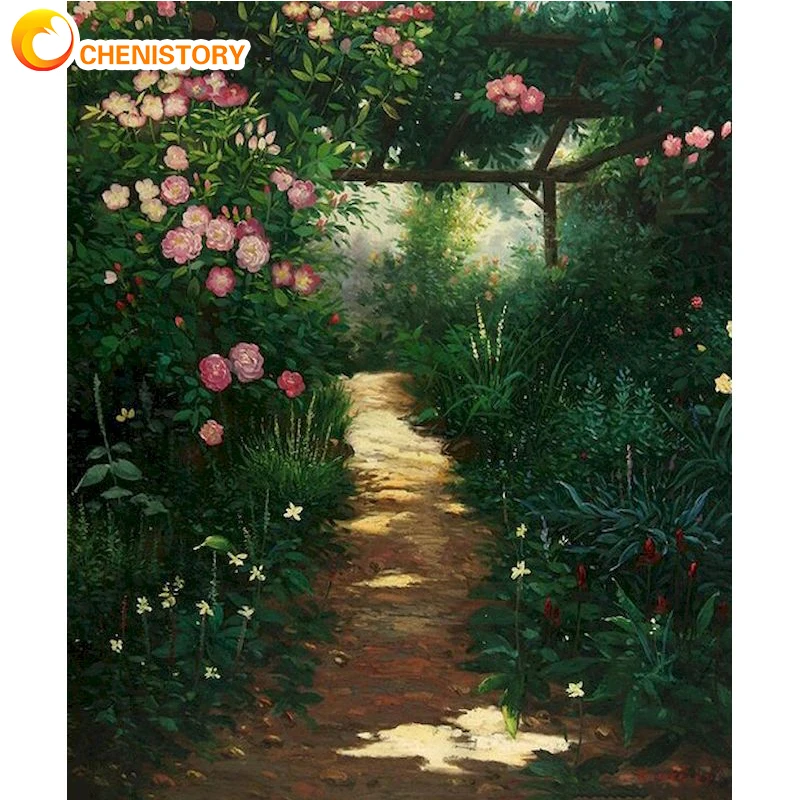 

CHENISTORY Flower Oil Diy Painting By Numbers Kits Pictures Coloring On Canvas Home Decor Acrylic Paint Wall Adults For Room Set