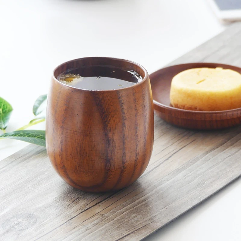 

Simple Water Cup Home Teacup Wooden Big Belly Cup Wooden Cup Clear Cups of Water