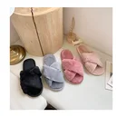 Шлепанцы женские меховые, теплые пушистые тапочки, сланцы из искусственного меха, плоская подошва, Мягкие Вьетнамки для дома, для дам, знаменитостей