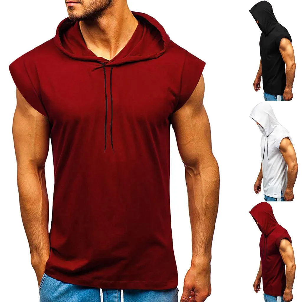 Мужские толстовки без рукавов для фитнеса тренажерного зала бодибилдинга