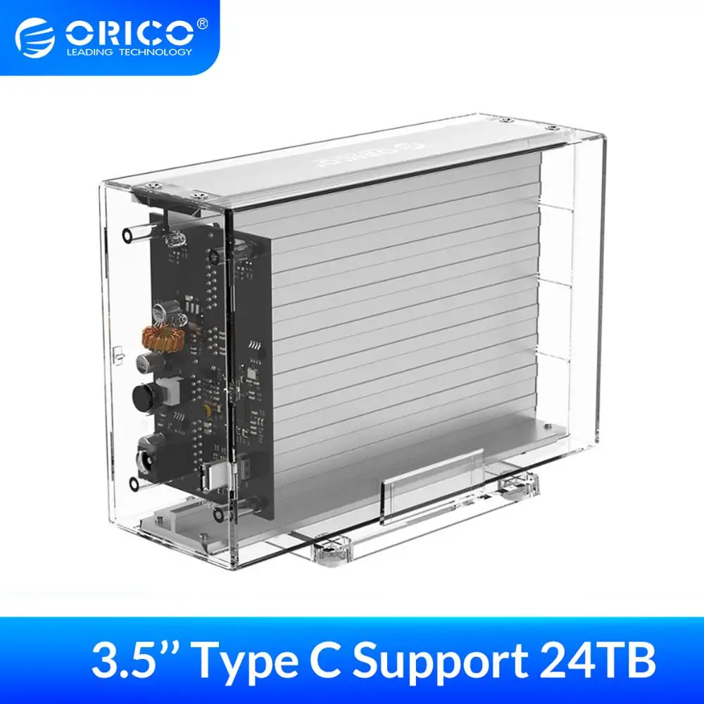 Портативный корпус для жесткого диска ORICO 3 5 дюйма с 2-мя разъемами типа SATA к USB C