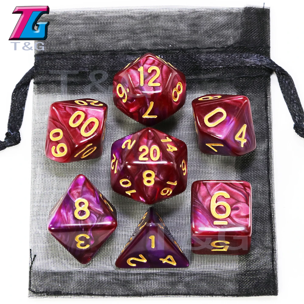 9 цветов микс игральные кости с мешком DND RPG портативные игрушки для взрослых детей пластиковые кубики специальный подарок подземелья драконы