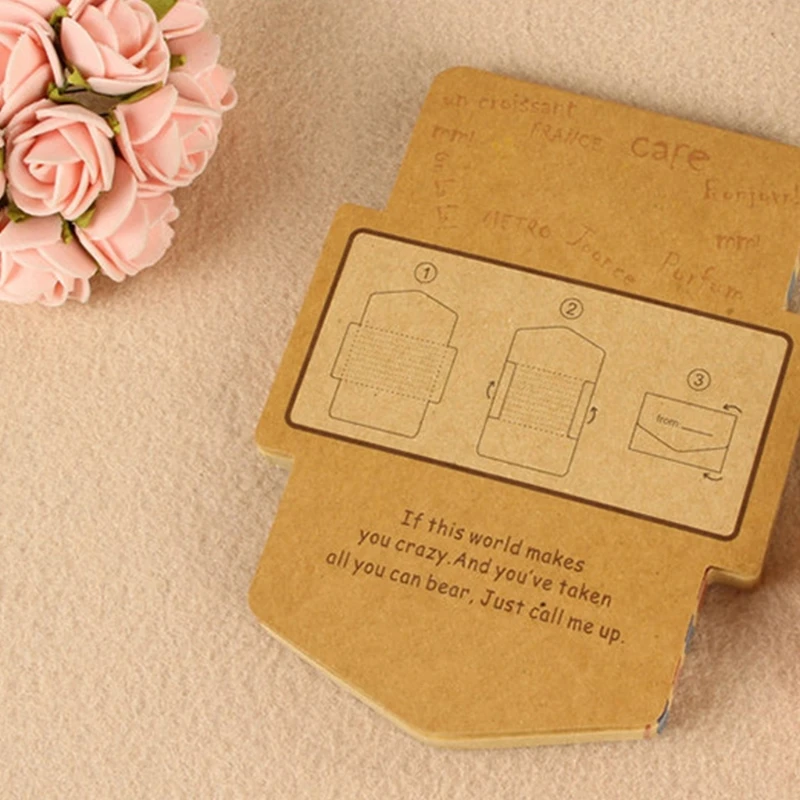 

45 Pcs/Lot Vintage Kraft Paper Envelope Memo Pads, Stationery Planner Sticky Notes, School Office Message Writing Card 24BB