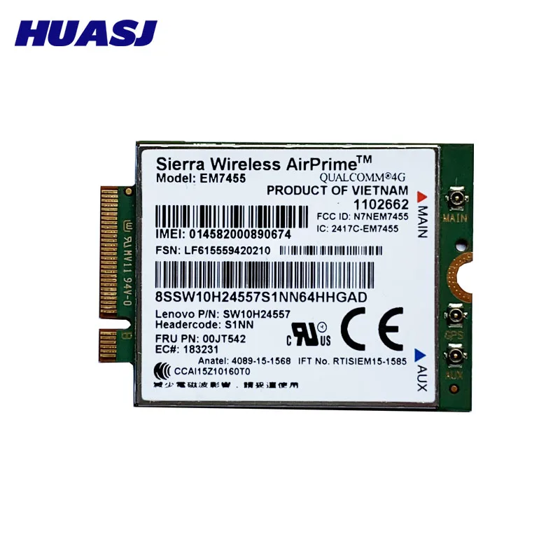 Беспроводная связь Huasj EM7455 Sierra FDD / TDD LTE 4G molulo Gobi6000 para Lenovo FRU: 00JT542 01AX756 T460 T460p L560 Йога