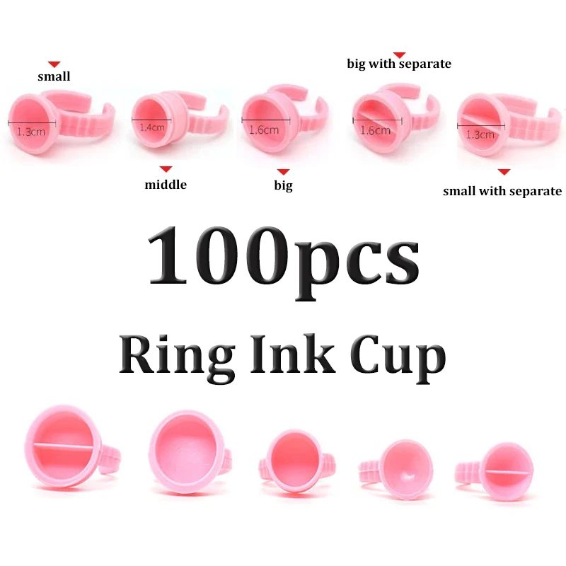 

100pcs Disposable Pink Caps Microblading Tattoo Ring Tattoo Ink Cup for Tattoo Needle Supplies Accessorie Makeup Tattoo Tools