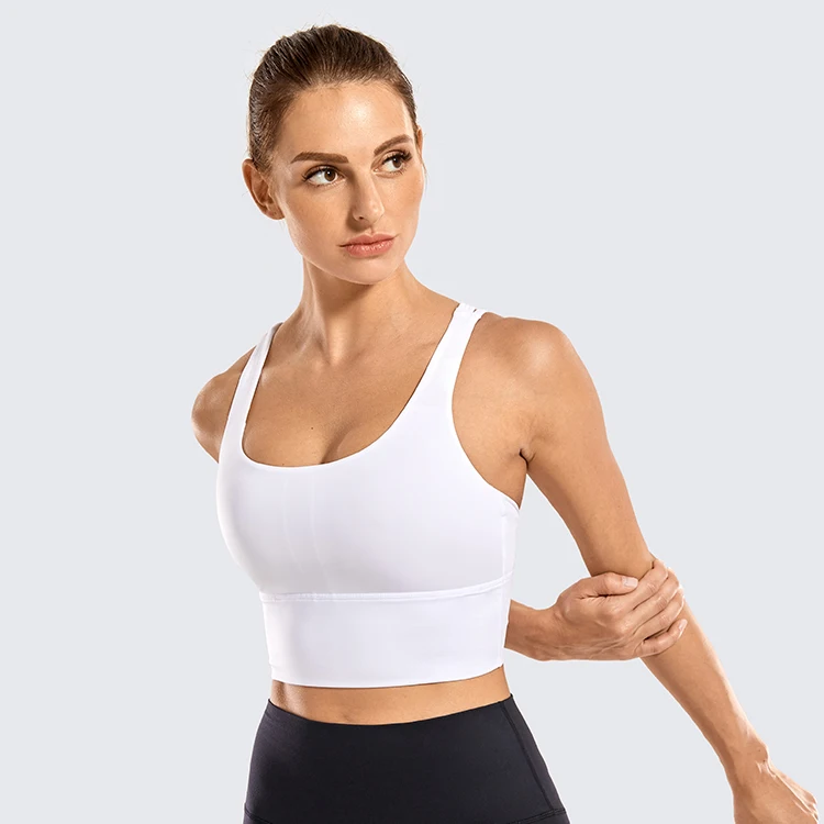 White03 SYROKAN женский спортивный бюстгальтер со средней поддержкой и бретельками на спине - Цвет: White03