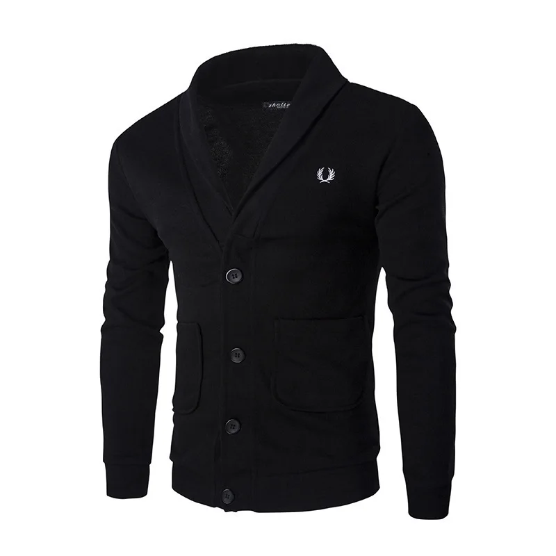 Модный мужской узкий кардиган однотонная трикотажная одежда в Корейском стиле