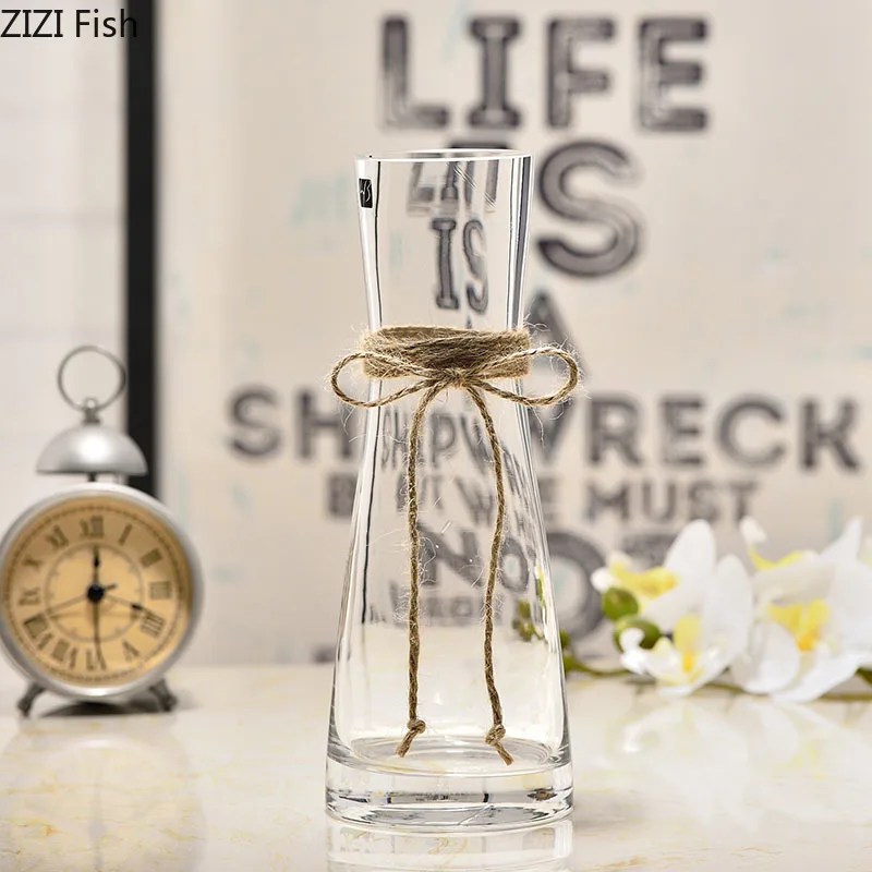 Стеклянная ваза из пеньковой веревки пробка дуба цветочные вазы для украшения