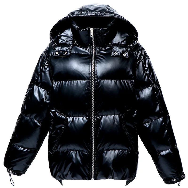 

Winter women coat mid-length hooded loose thick white duck down down jacket