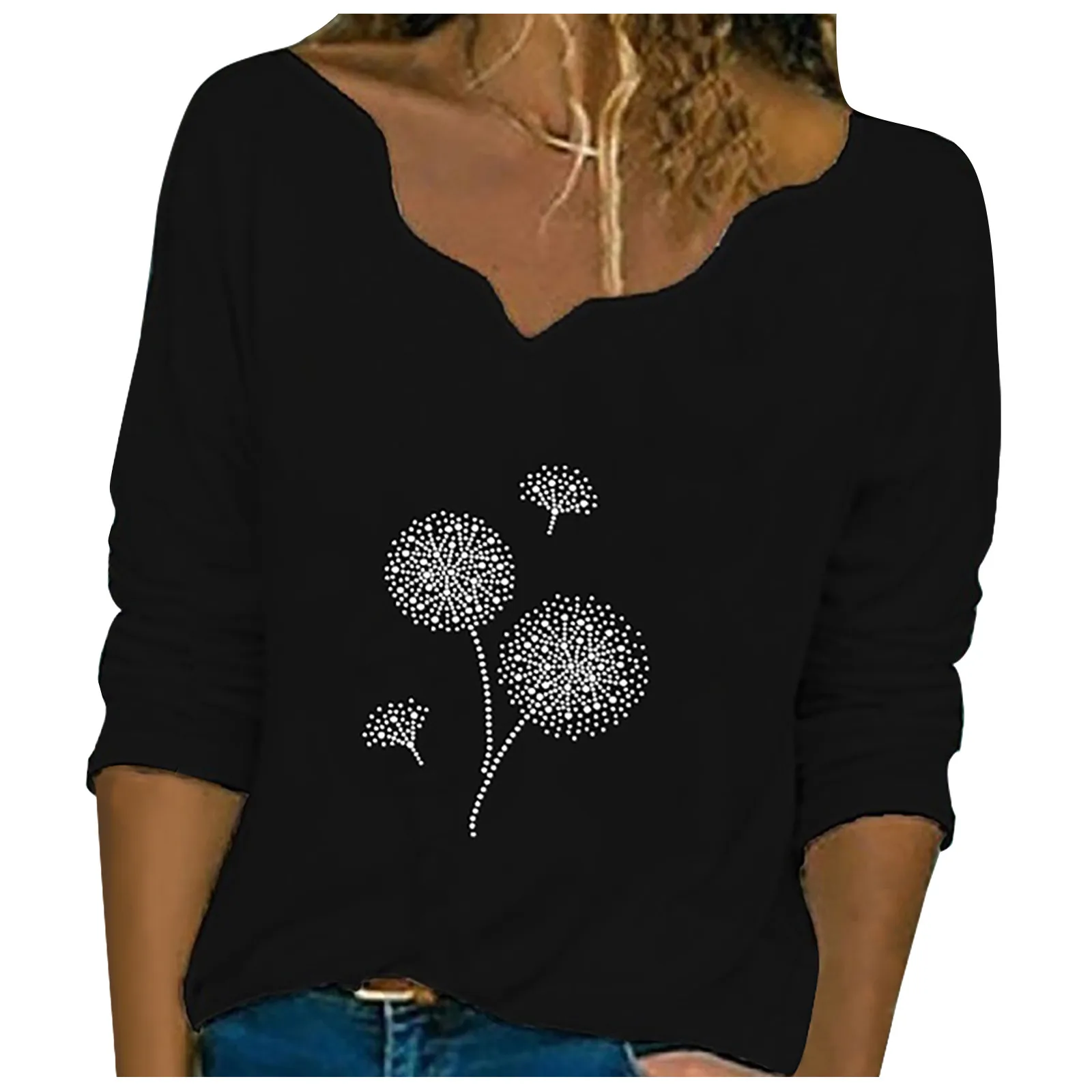 Модный и стильный дизайн Женский пуловер с кружевной вышивкой длинным рукавом