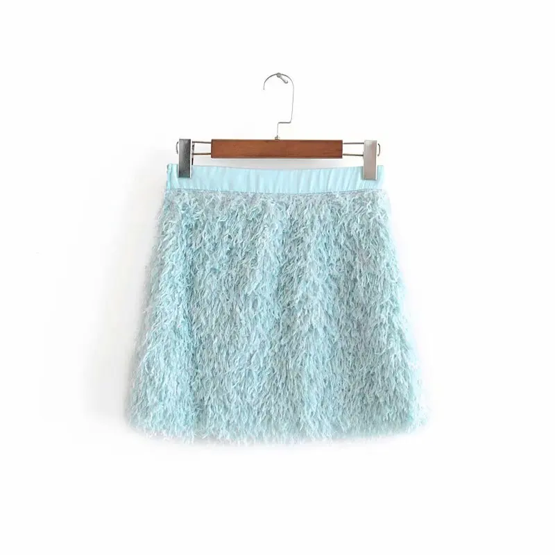 Юбка трикотажная осенне-зимняя синяя | Женская одежда