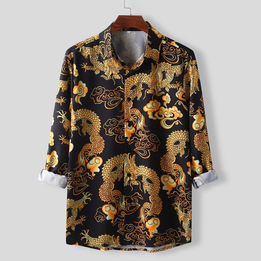

Men Shirt Beach Style Print Hawaiian Casual Shirt Men Casual Long Sleeve Hawaii Shirt Camisa Masculina Men Shirt #3