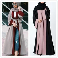 abayas muslim stitching robe turkey casual cardigan islamic long cardigan dress girdle cardigan solemn women muslim cardigan
