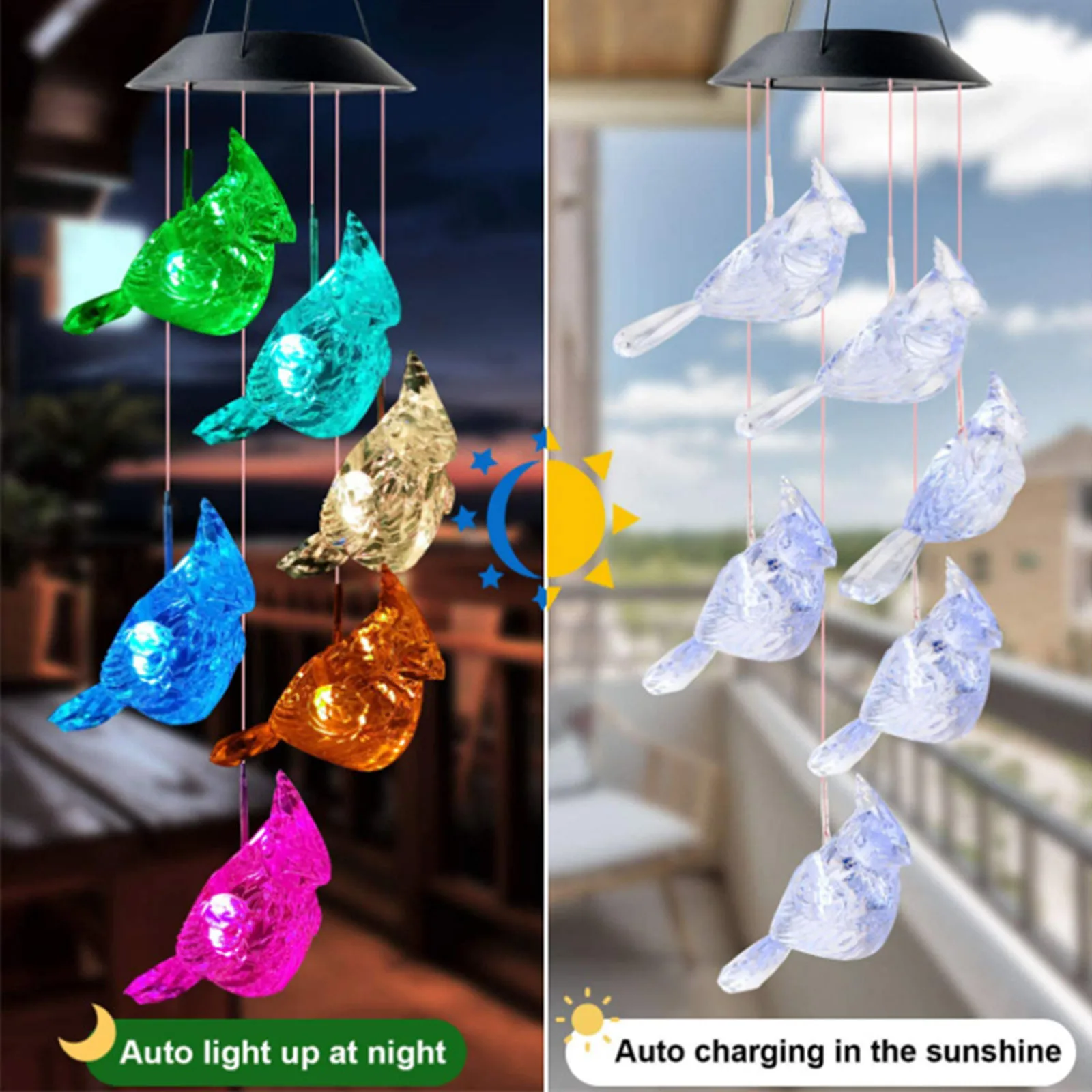 Светодиодный ные ветряные колокольчики на солнечной батарее меняющие цвет