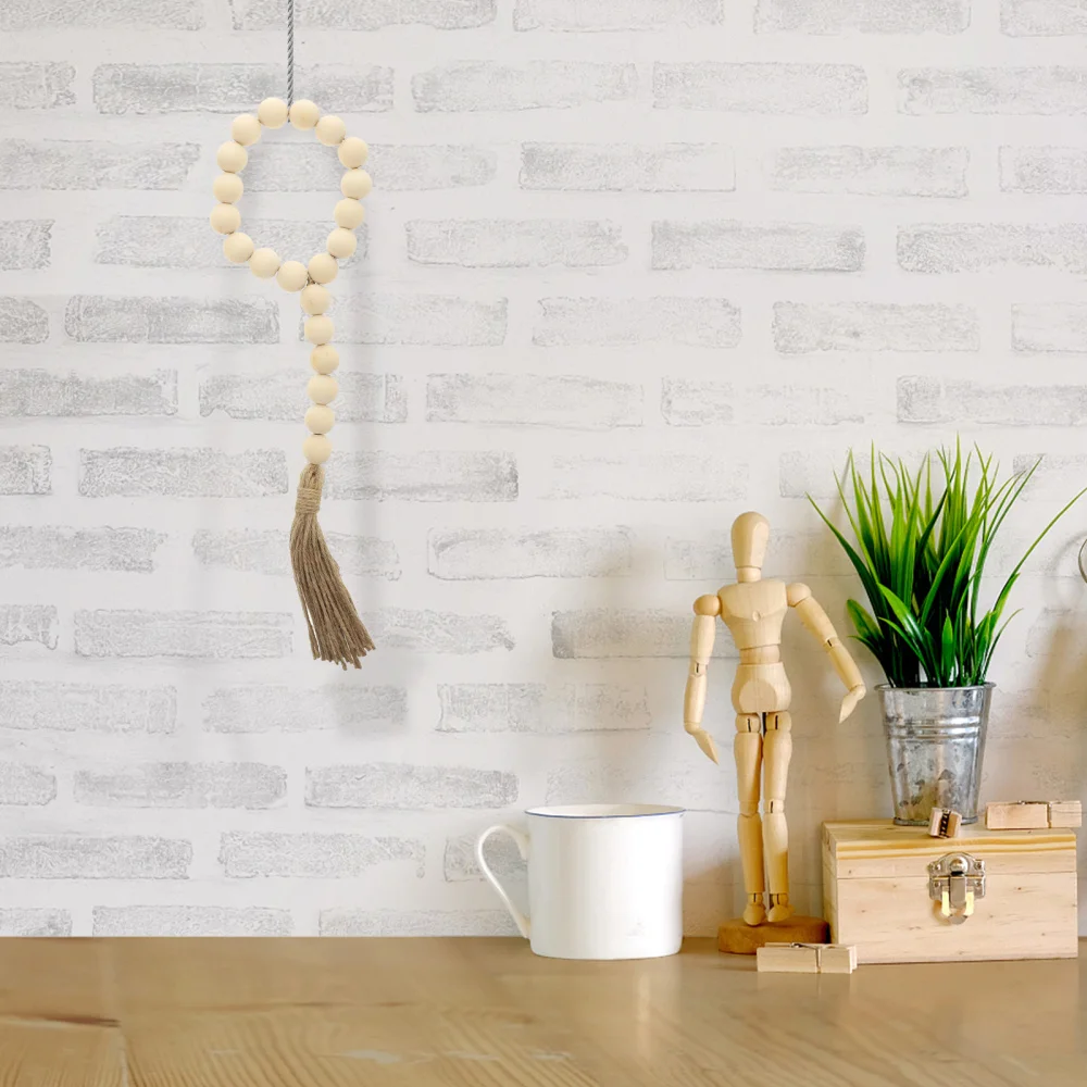

5 Pcs Tassel Pendant DIY Wood Bead Pendant Retro Style Pendant Hemp Rope Pendant