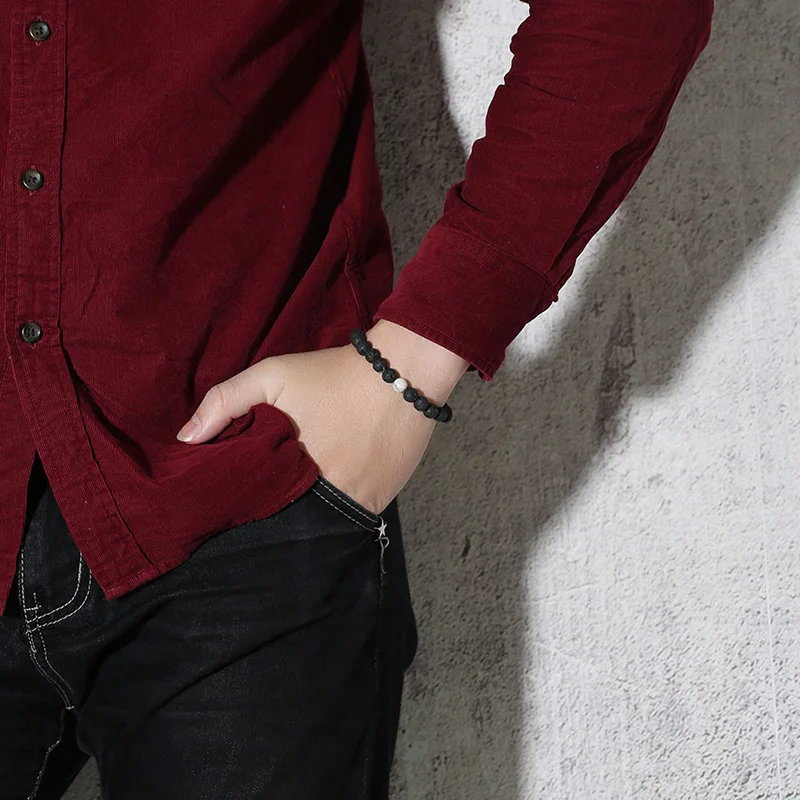 Белый Howlite камень из вулканической лавы браслет на эластичной веревке