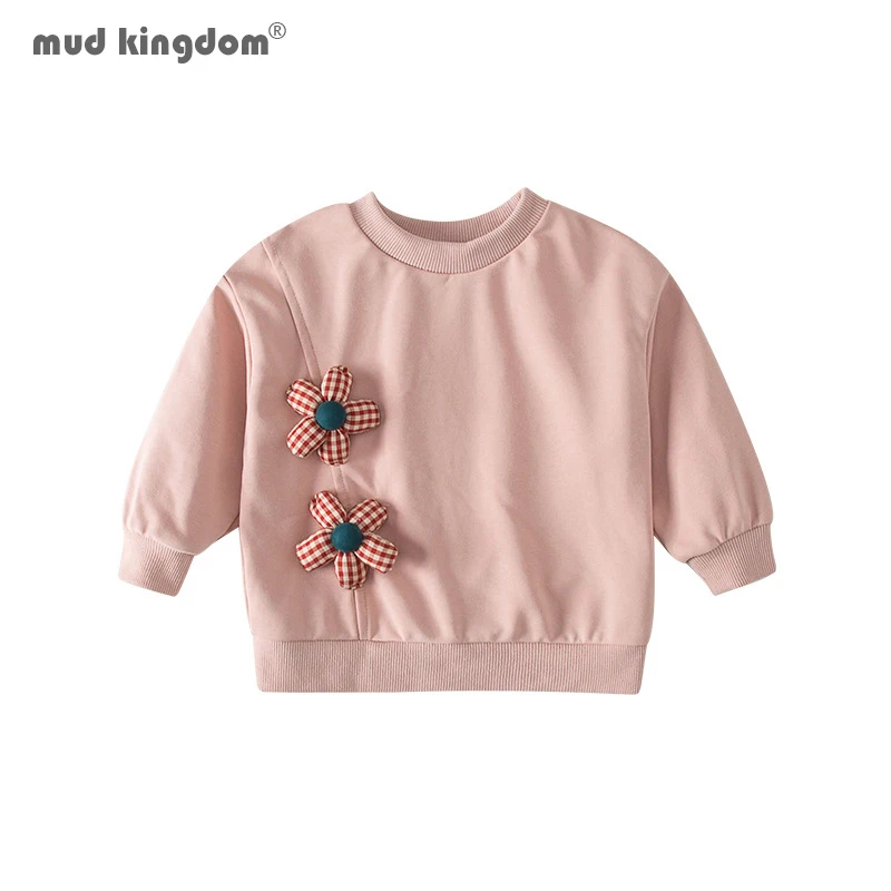 

Mudkingdom Little Girls Sweatshirt Pullover 3D Flower Loose Cute Sweet Spring Autumn Top for Children's Clothing Kids Sweatshirt