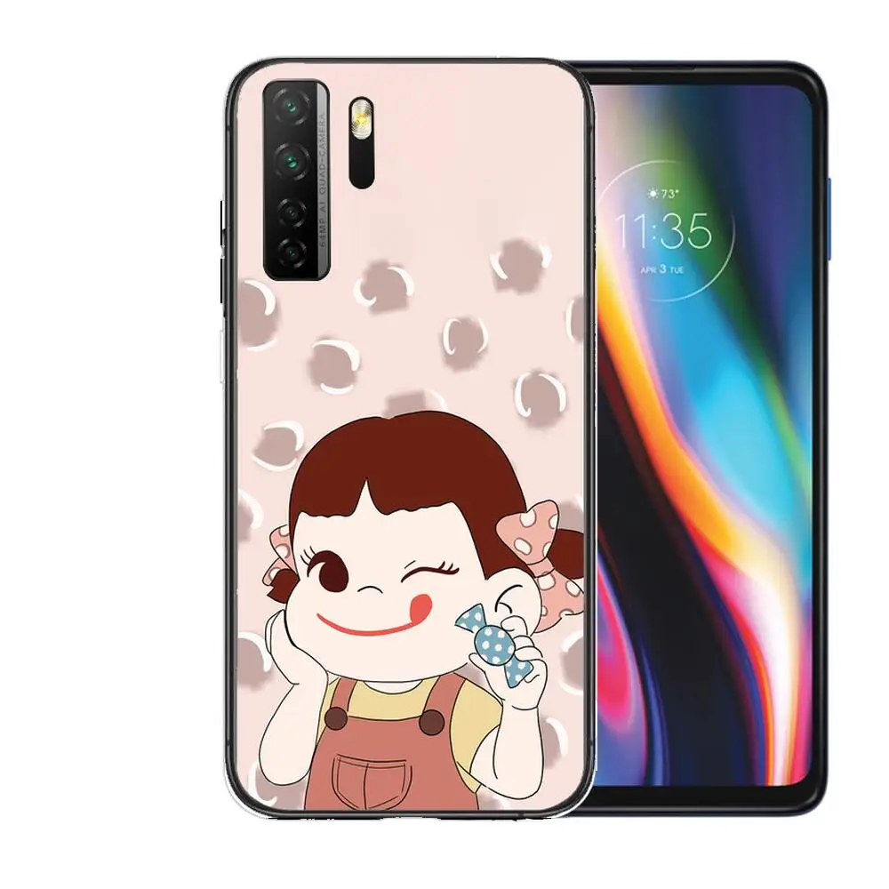 Милый черный мягкий чехол с мультяшной девушкой f-fujiya пухом для Huawei Nova 8 7 6 SE 5T 7i 5i 5Z