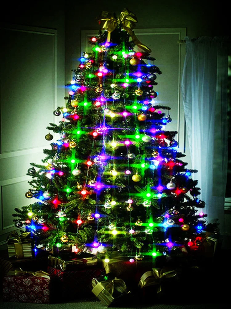 2020 Christmas Decoration 48/64 bulbs Fairy Garland DIY LED Ball String Lights for Christmas Tree Wedding Home Indoor Decoration