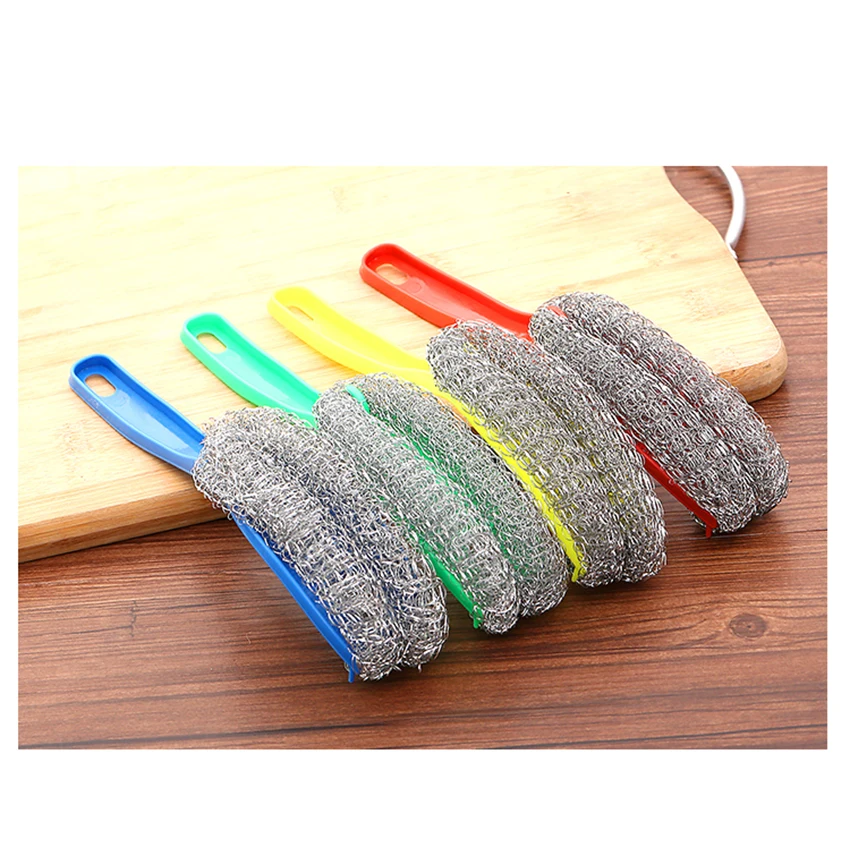 Губка из нержавеющей стали с пластиковой ручкой чистящая щетка проволочные