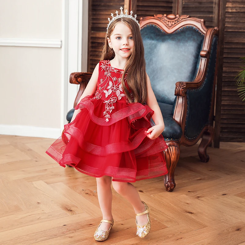 

Baby Girl Dress Lace Applique Princess Desses for Girls 1-10 Years Attend Formal Party Wedding Baby Clothing New Arrival 2020