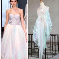 100150cm symphony white transparent net yarn laser symphony organza fabrics wedding dress lightweight clothing designer fabric