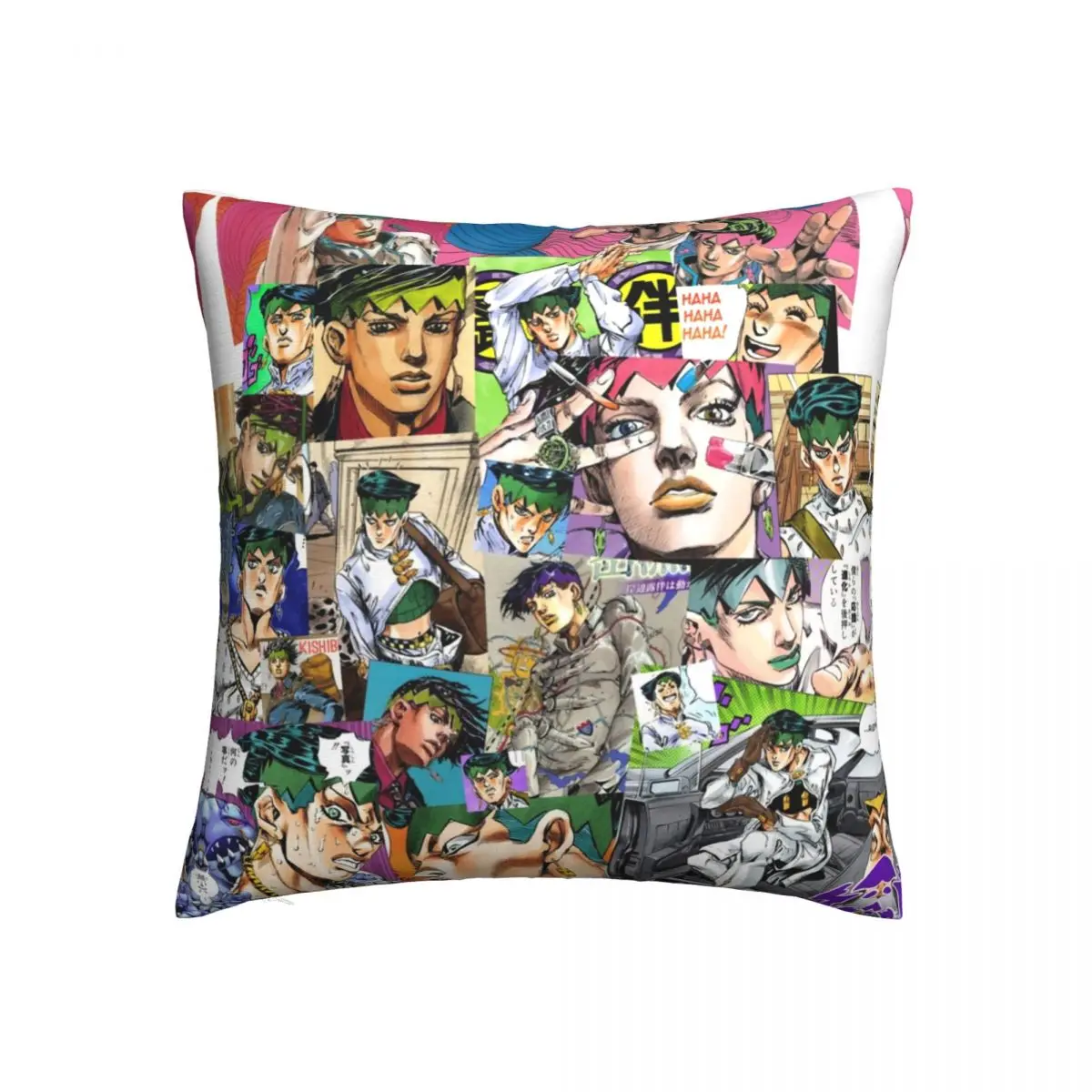 

Jojo Bizarre Pillow Case JJBA - Rohan Kishibe - Collage Summer Kawaii Pillowcase Polyester Bedroom Zipper Cover