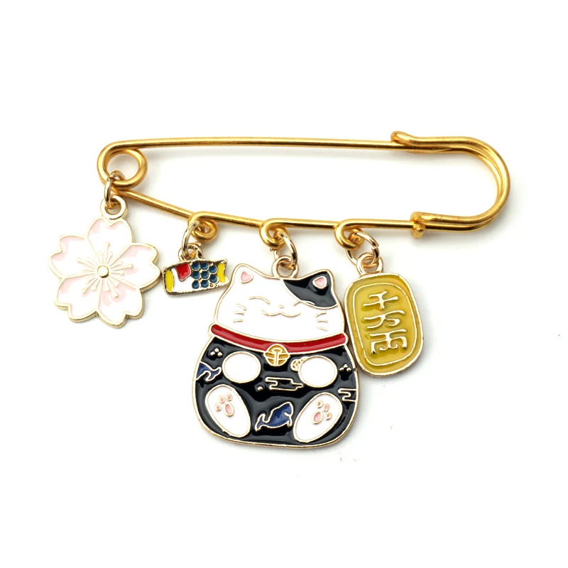 Японские эмалевые булавки и броши счастливого кота Fuji для женщин мужчин значок