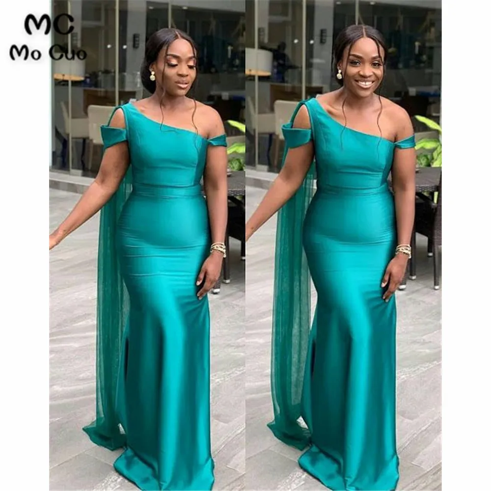 Зеленое платье подружки невесты длинное свадебное шелковое атласное с коротким