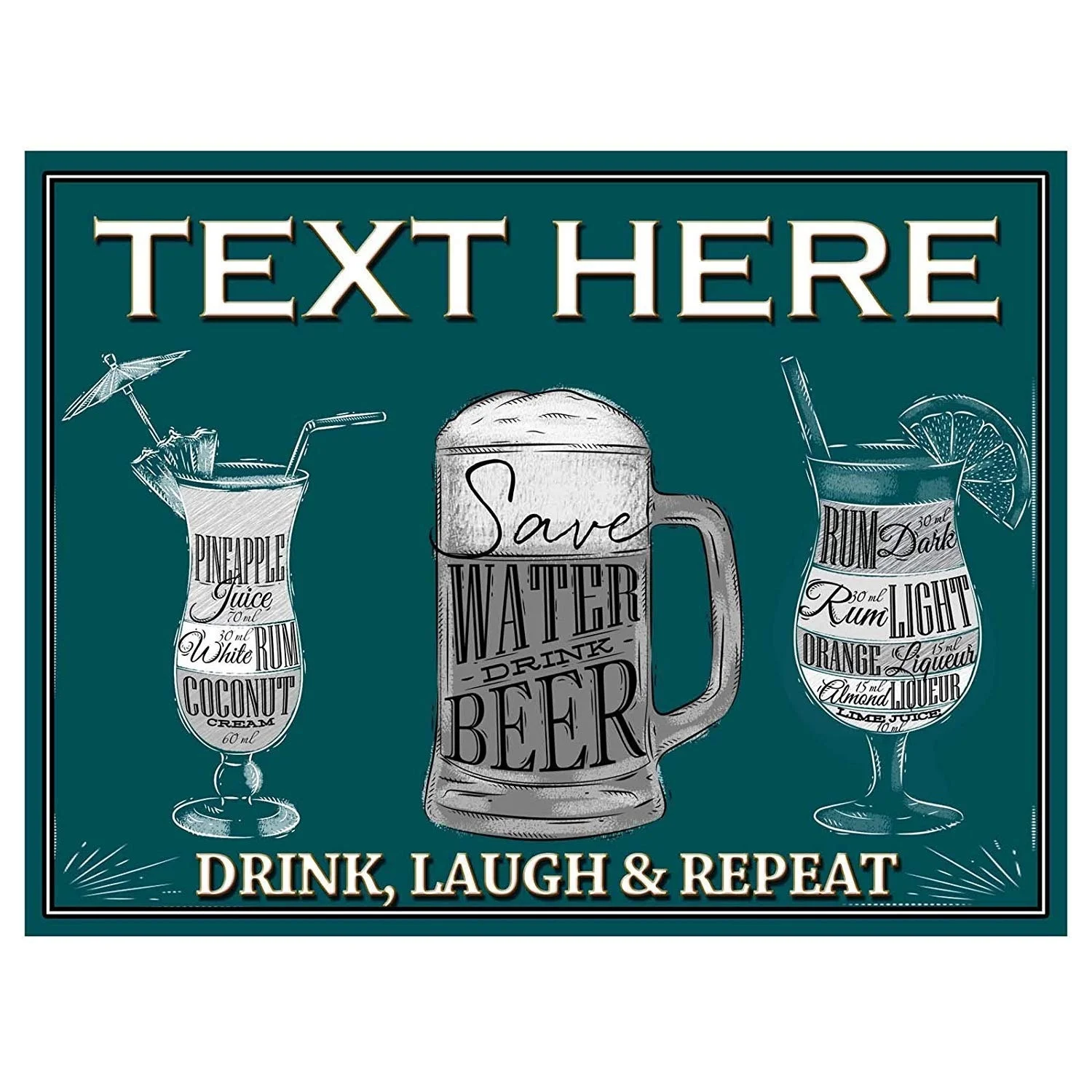 

Water Drink Beer Retro tin sign nostalgic ornament metal poster garage art deco bar cafe shop