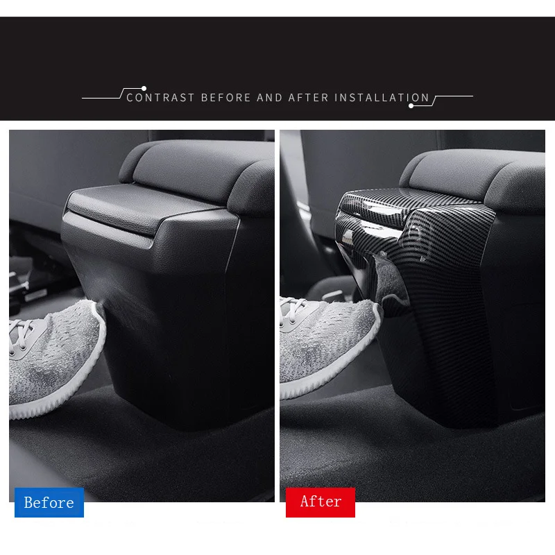 

Carbon Fiber Car Rear Armrest Box Anti-Kick Plate Armrest Panel Trim Cover for Honda Civic 10Th 2016-2019 Armrest Box Anti-Kick