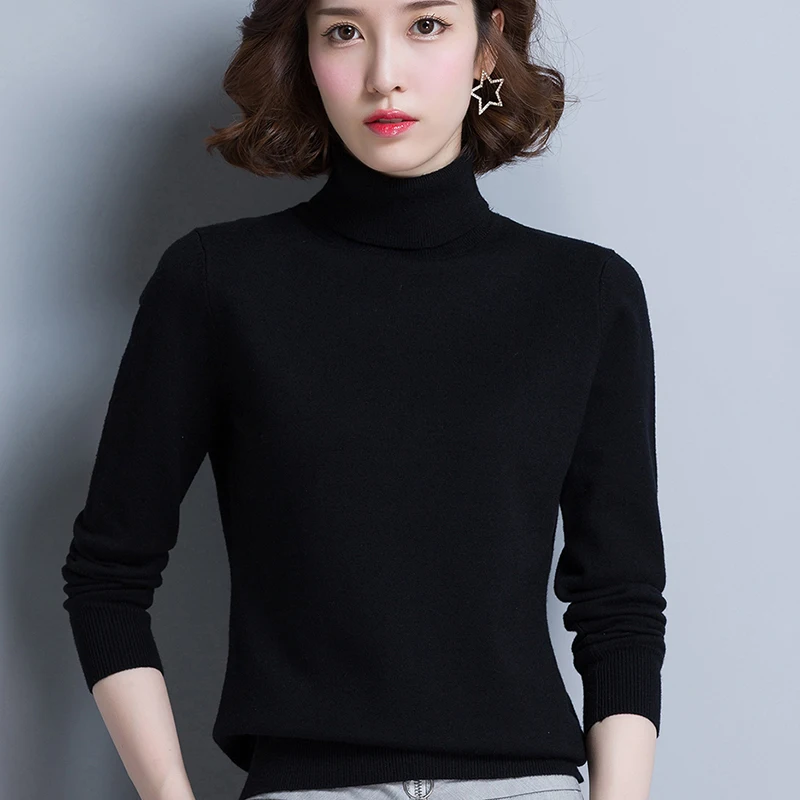 Женский свитер с высоким воротником повседневные свободные пуловеры длинным